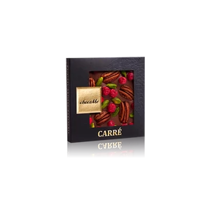 Chocome CARRÉ Áfonyás Pisztáciás Pekándiós Tejcsokoládé 50g. - WineWorld Borbolt