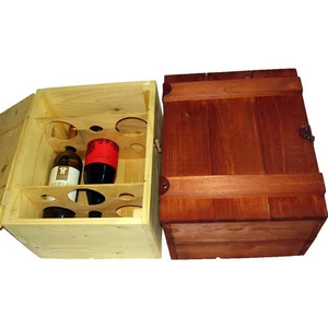Gravírozott bortartó fadoboz kétsoros 6 bornak - WineWorld Borbolt