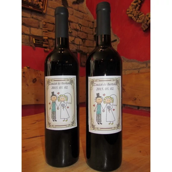 Egyedi színes papír borosüveg címke esküvőre - WineWorld Borbolt