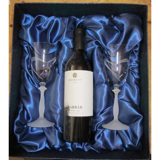Esküvői boros díszdoboz 2 boros pohárral 1 bor hellyel - WineWorld Borbolt