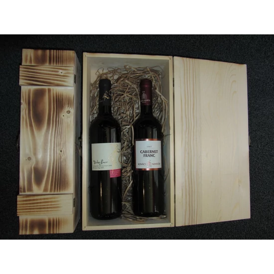 Bortartó fadoboz, égetett rusztikus 2 bor részére - WineWorld Borbolt