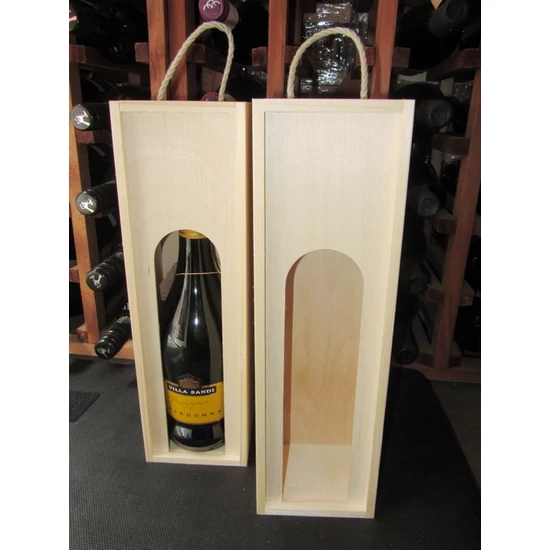 Pezsgős fa dísztoboz - Tolótetős 1-es - WineWorld Borbolt