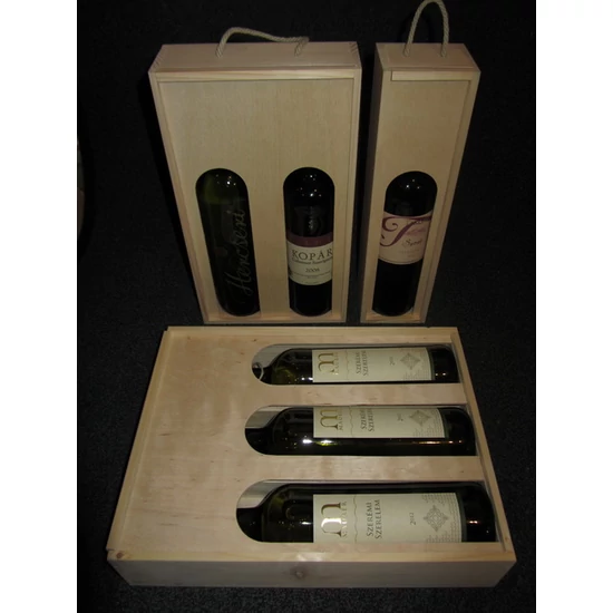 Bortartó fadoboz tolótetős 3 bornak 2 méretben - WineWorld Borbolt