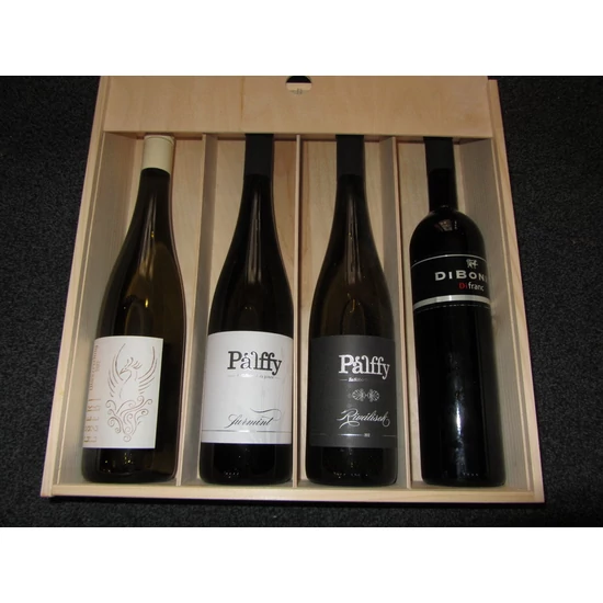 Zárt bortartó fadoboz tolótetős 4 bornak - WineWorld Borbolt