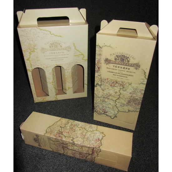 Boros Papírdoboz Magyarország borászati térképével 3-as - WineWorld Borbolt