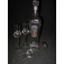 Kép 3/4 - Pálinkás szett - Ón díszítésű 6 grappás pohár és díszüveg gyümölcsös
